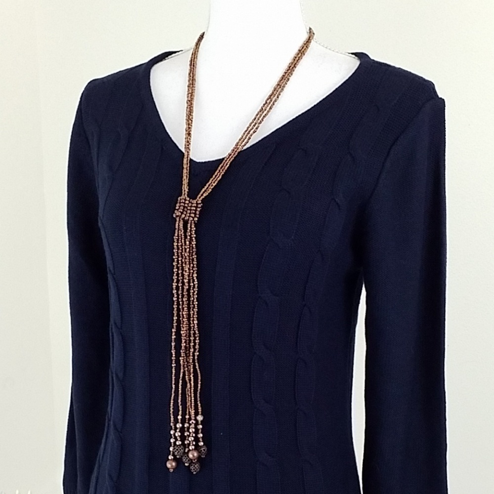 Custom Made Bronze Tone Long Adjustable Necklace.